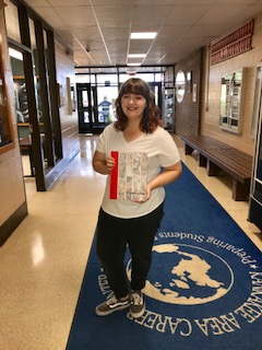 Alyssa Linnell at KACC in front hallway